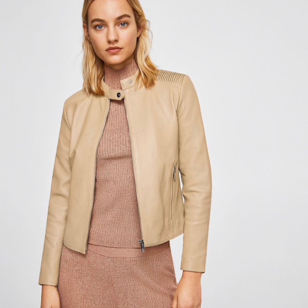 NWT! Gorgeous Mango 100% Leather Jacket